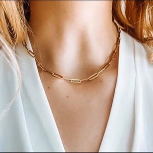 Rose gold paperclip link necklace